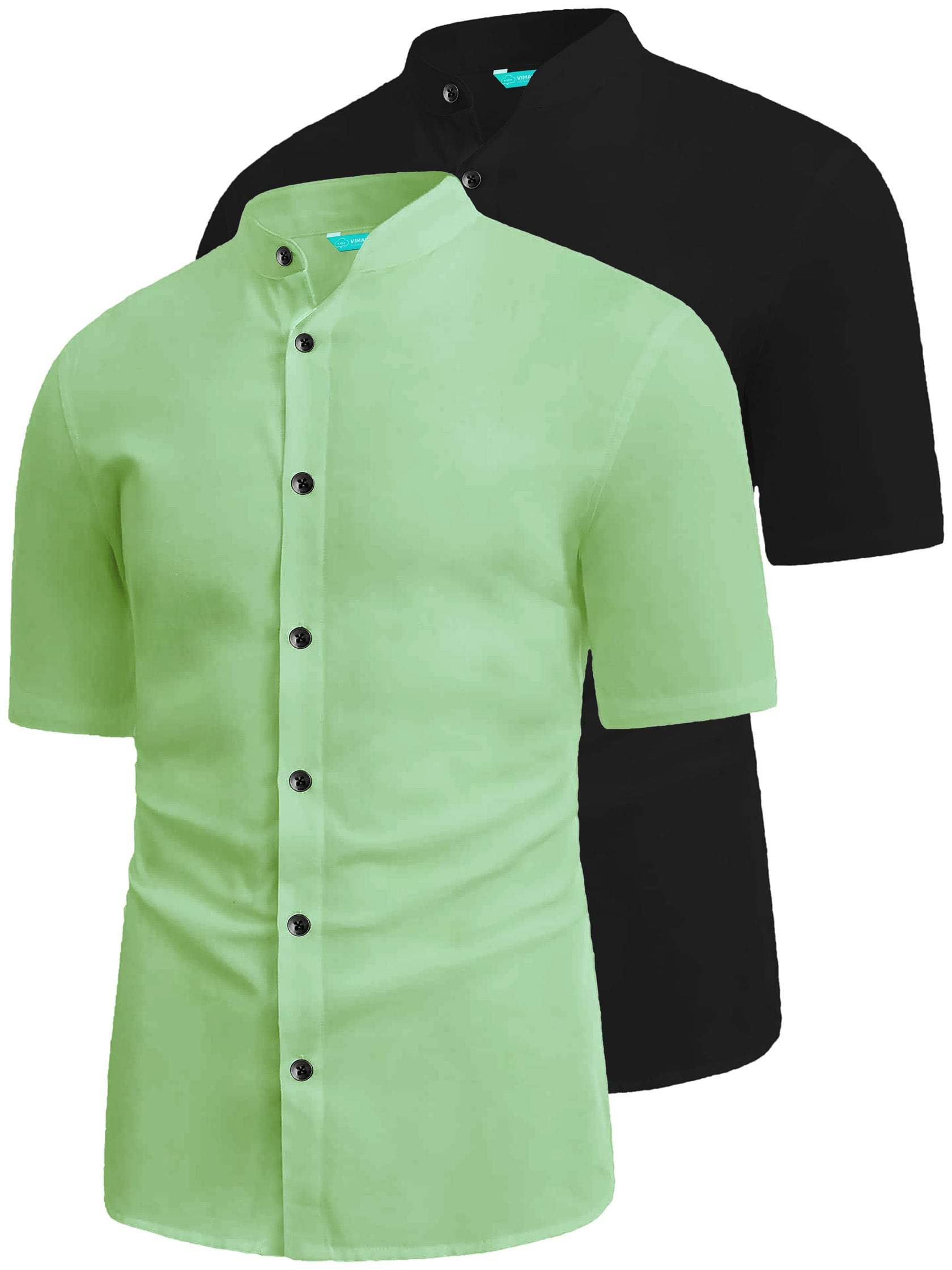     			VIMASUTI Cotton Blend Slim Fit Solids Half Sleeves Men's Casual Shirt - Sea Green ( Pack of 2 )