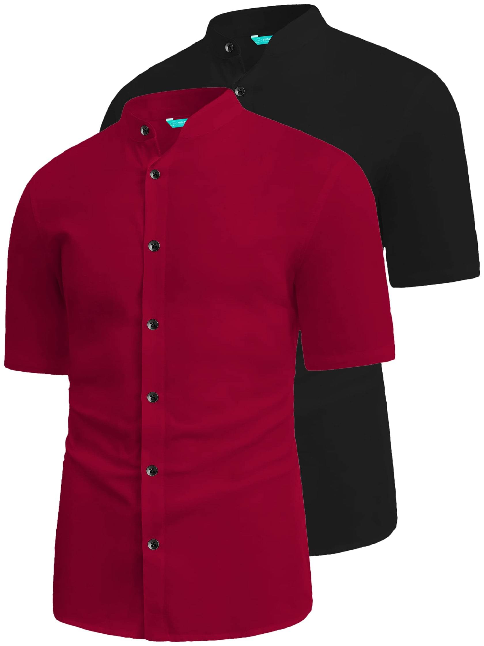 VIMASUTI Cotton Blend Slim Fit Solids Half Sleeves Men's Casual Shirt - Maroon ( Pack of 2 ) VIMASUTI Cotton Blend Slim Fit Solids Half Sleeves Men's Casual Shirt - Maroon ( Pack of 2 )