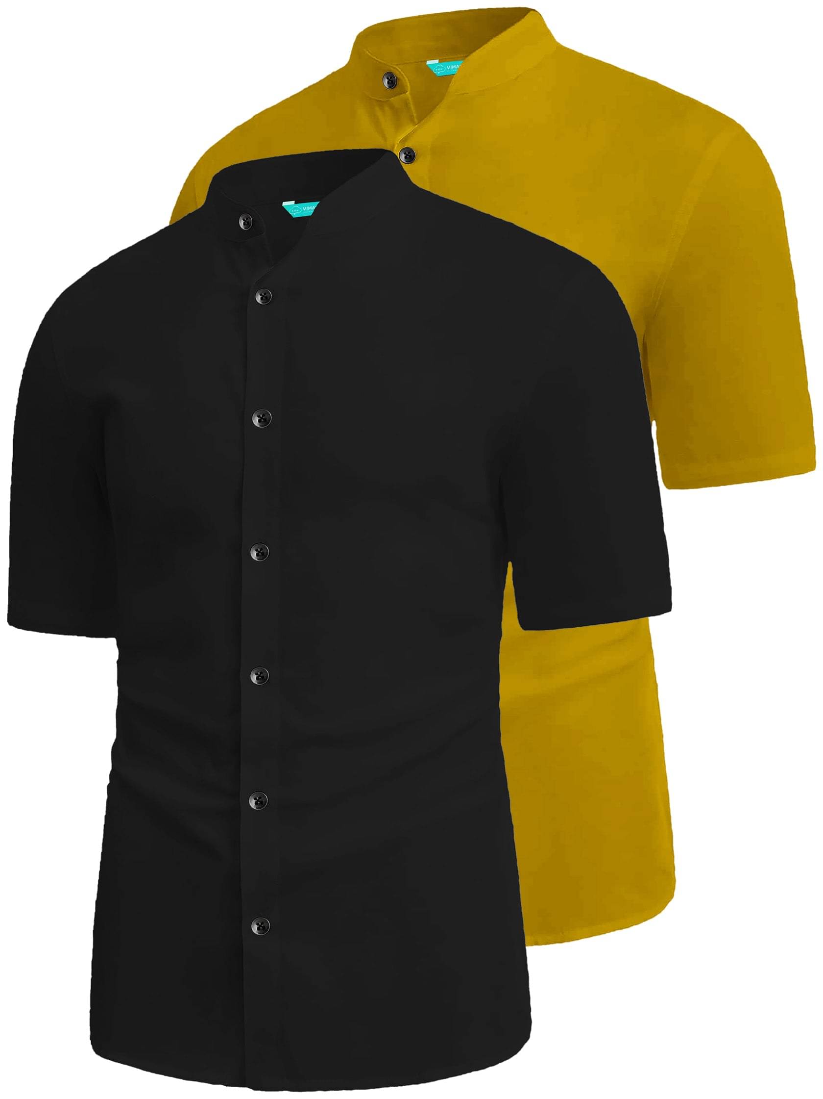 VIMASUTI Cotton Blend Slim Fit Solids Half Sleeves Men's Casual Shirt - Yellow ( Pack of 2 ) VIMASUTI Cotton Blend Slim Fit Solids Half Sleeves Men's Casual Shirt - Yellow ( Pack of 2 )