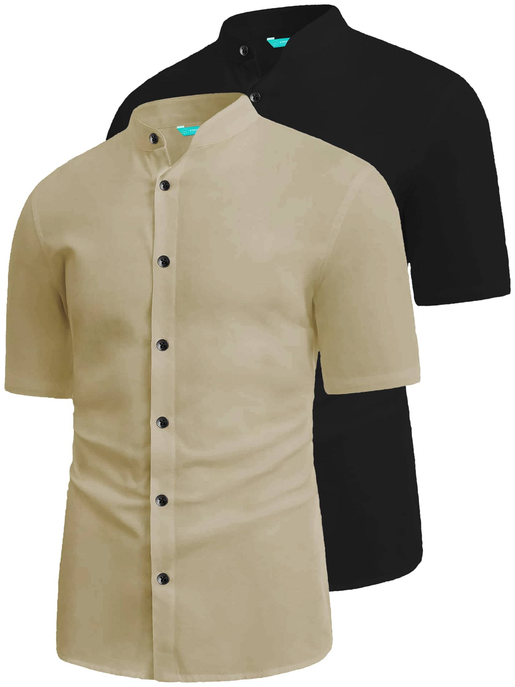     			VIMASUTI Cotton Blend Slim Fit Solids Half Sleeves Men's Casual Shirt - Beige ( Pack of 2 )