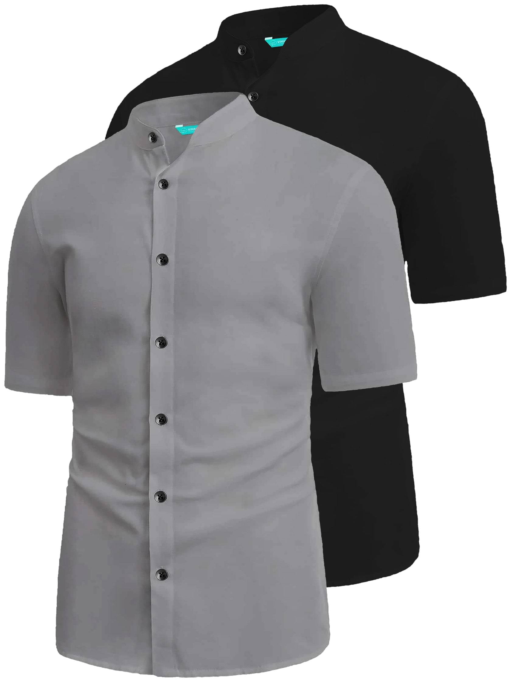 VIMASUTI Cotton Blend Slim Fit Solids Half Sleeves Men's Casual Shirt - Grey ( Pack of 2 ) VIMASUTI Cotton Blend Slim Fit Solids Half Sleeves Men's Casual Shirt - Grey ( Pack of 2 )