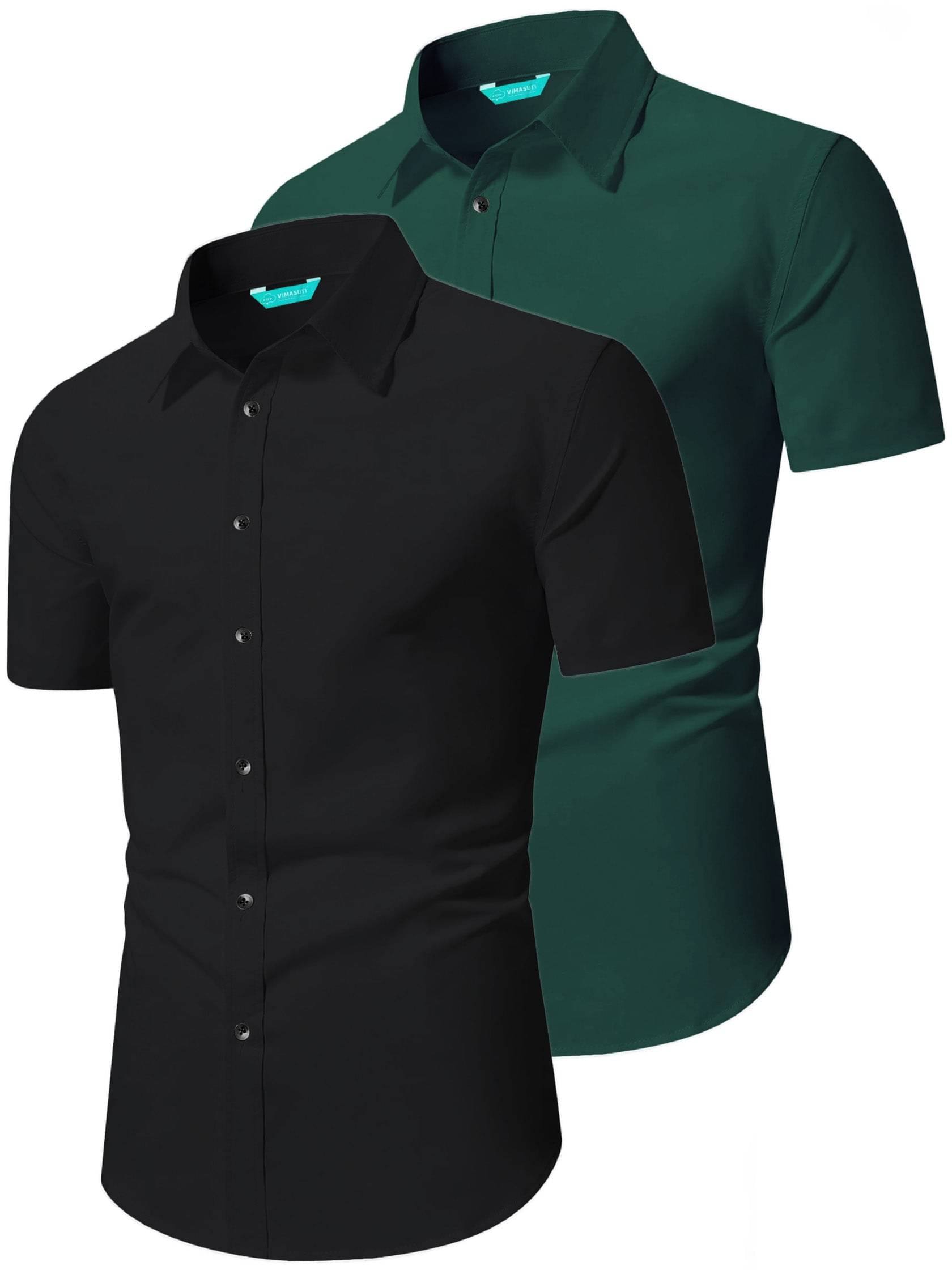 VIMASUTI Cotton Blend Slim Fit Half Sleeves Men's Formal Shirt - Green ( Pack of 2 ) VIMASUTI Cotton Blend Slim Fit Half Sleeves Men's Formal Shirt - Green ( Pack of 2 )