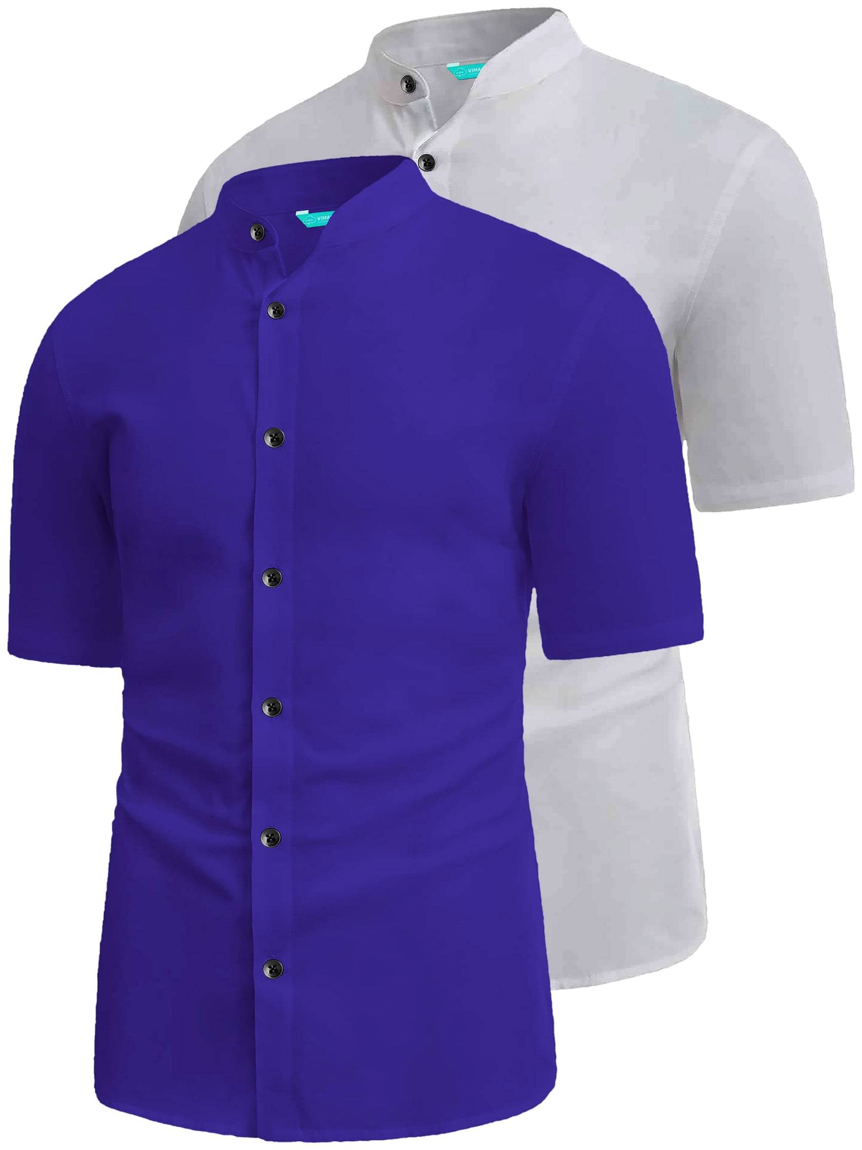 VIMASUTI Cotton Blend Slim Fit Solids Half Sleeves Men's Casual Shirt - Dark Blue ( Pack of 2 ) VIMASUTI Cotton Blend Slim Fit Solids Half Sleeves Men's Casual Shirt - Dark Blue ( Pack of 2 )
