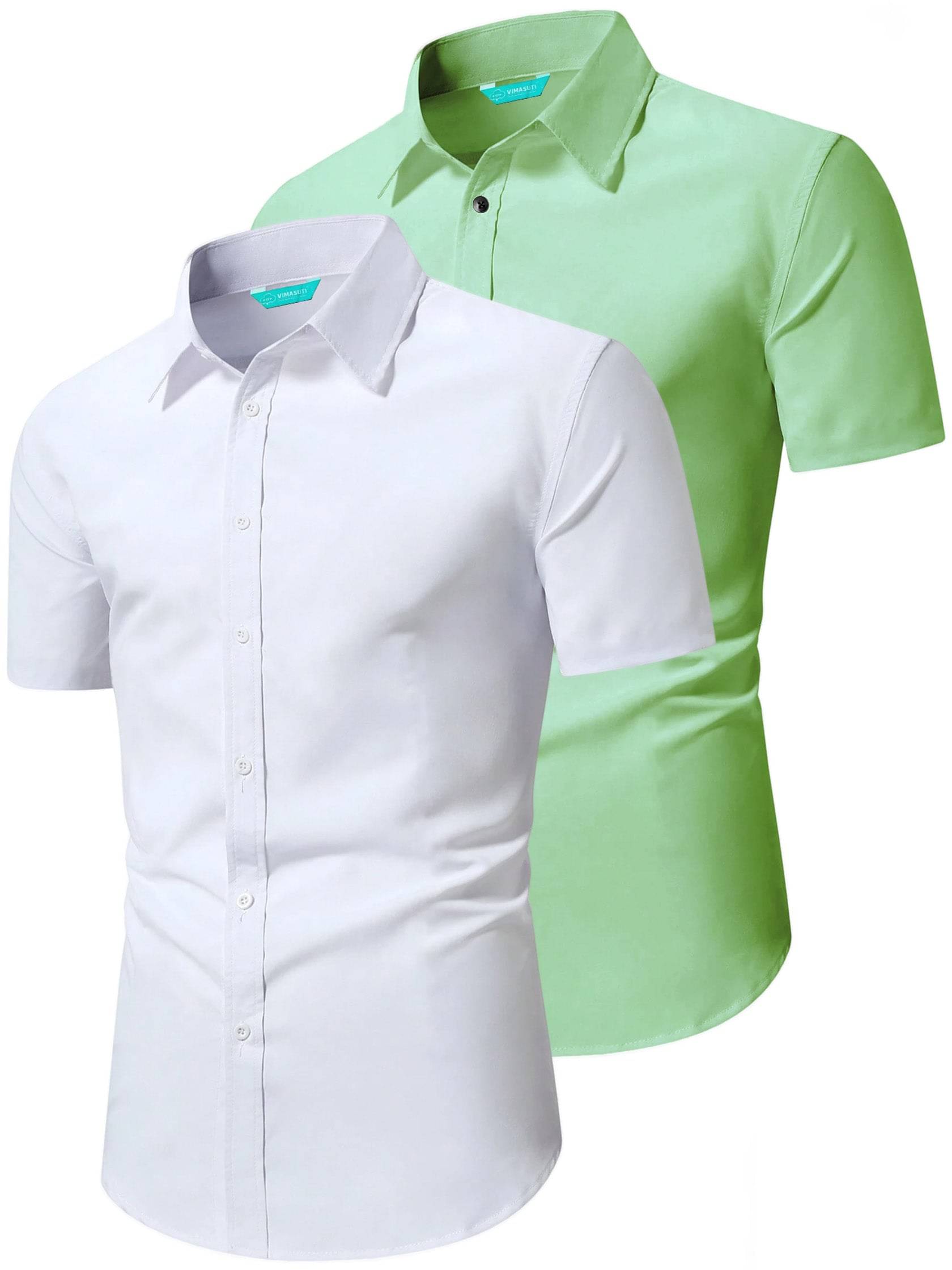     			VIMASUTI Cotton Blend Slim Fit Half Sleeves Men's Formal Shirt - Sea Green ( Pack of 2 )