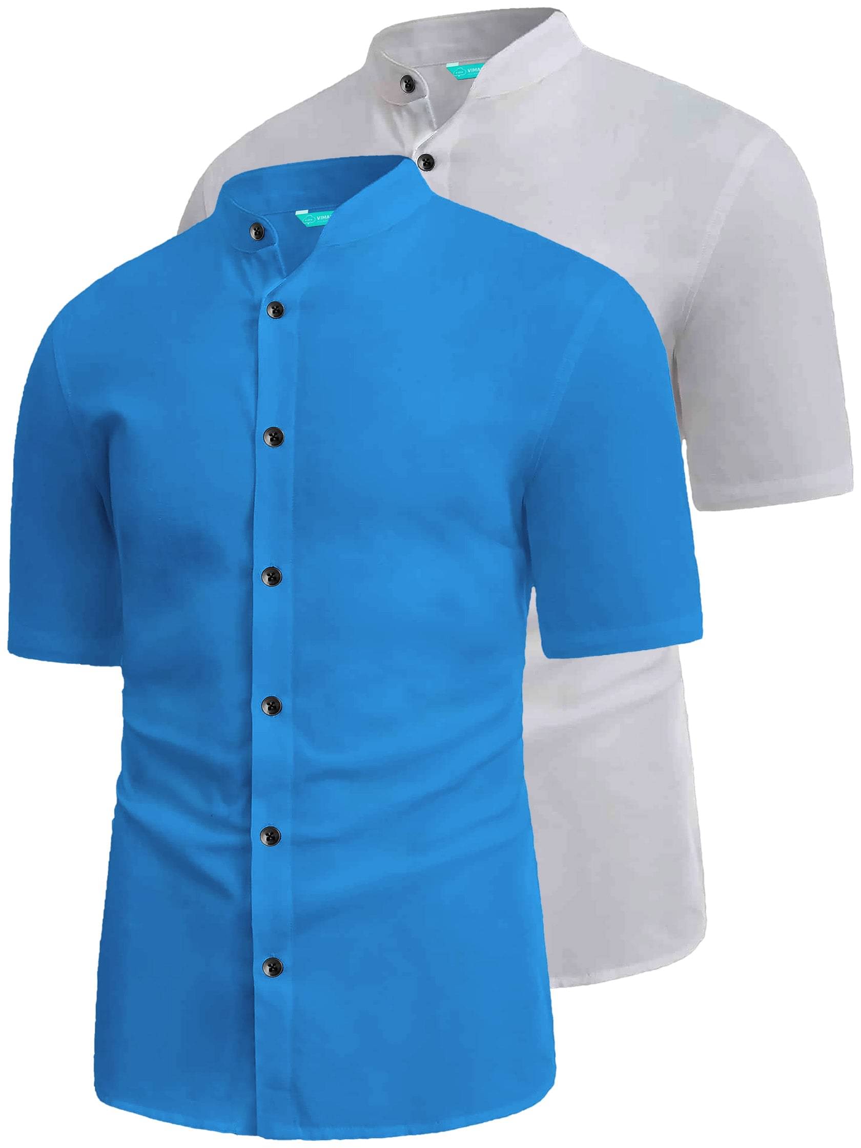     			VIMASUTI Cotton Blend Slim Fit Solids Half Sleeves Men's Casual Shirt - Turquoise ( Pack of 2 )