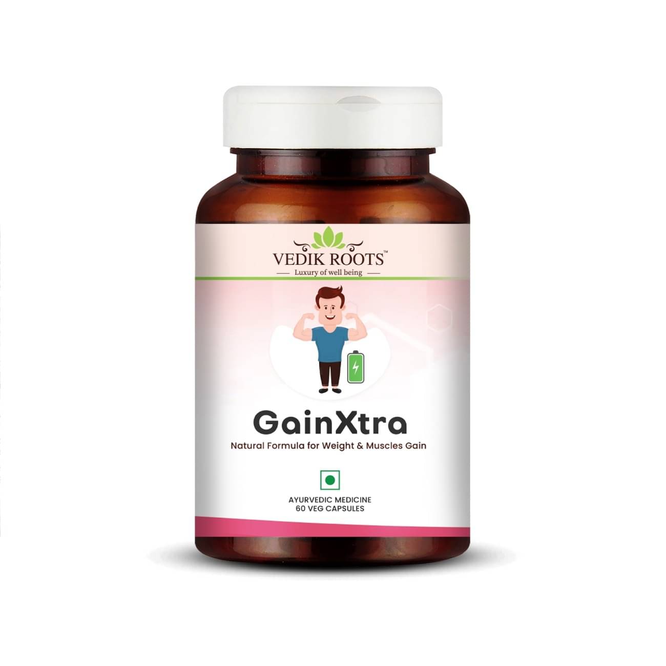     			Vedikroots Gain Xtra Ayurvedic Muscle & Mass Gainer Capsule For Weight Gain For Men & Women 60 No.s (Pack of 1)