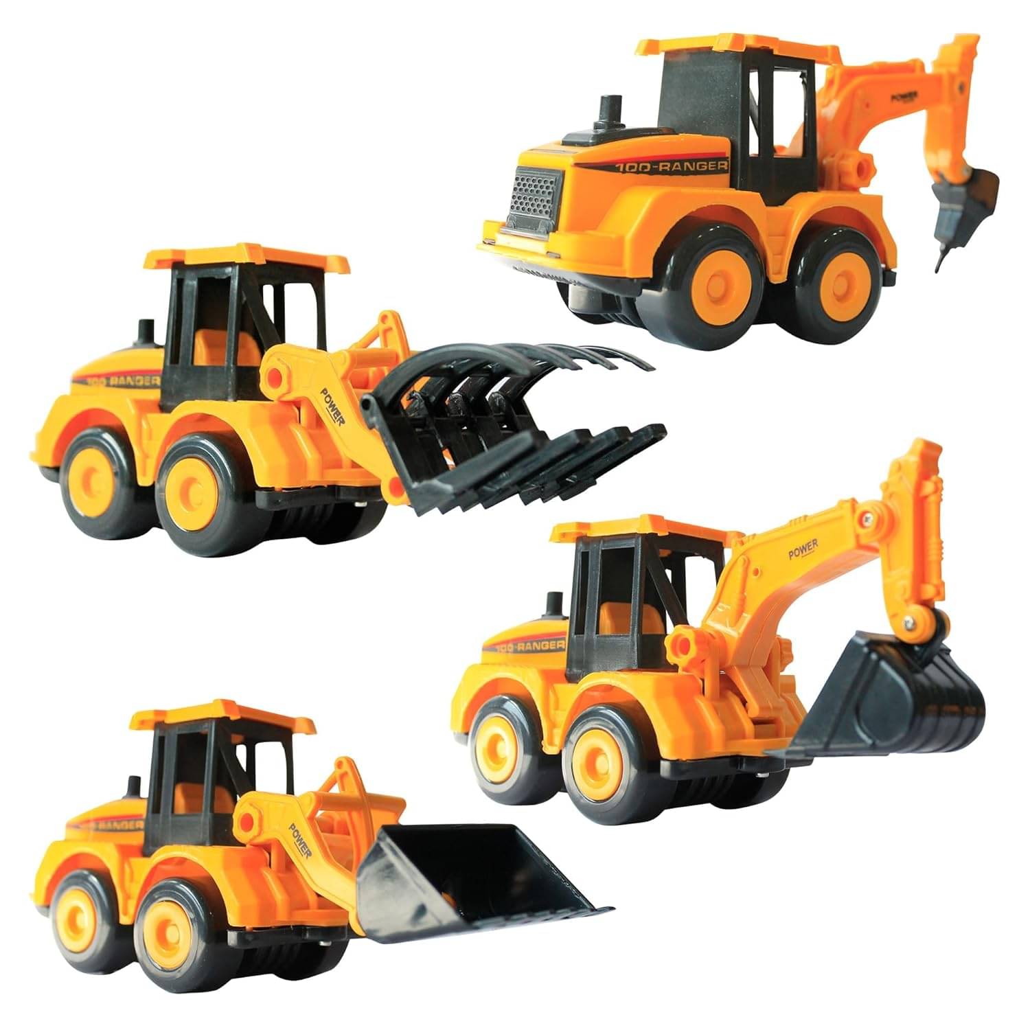 YUIOP - Construction Vehicles Set - Friction toy drag and moves forward - 4 unique Pcs YUIOP - Construction Vehicles Set - Friction toy drag and moves forward - 4 unique Pcs