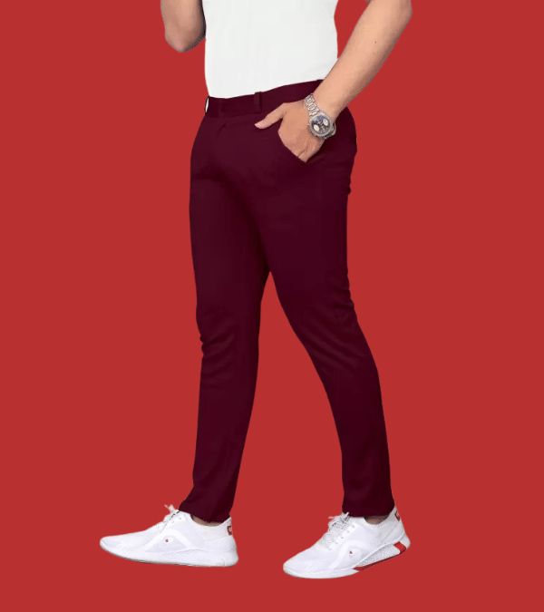     			ikigai Slim Flat Men's Trouser - Maroon ( Pack of 1 )