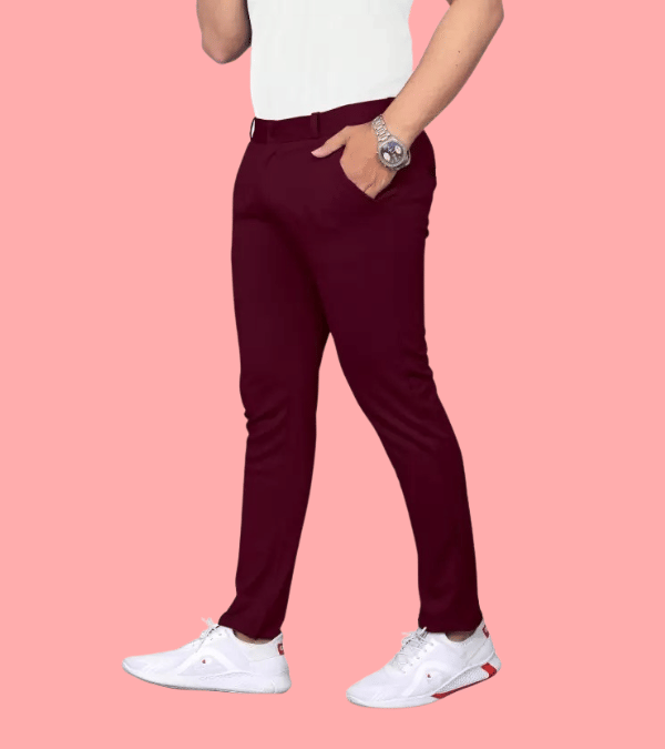    			ikigai Slim Flat Men's Trouser - Maroon ( Pack of 1 )