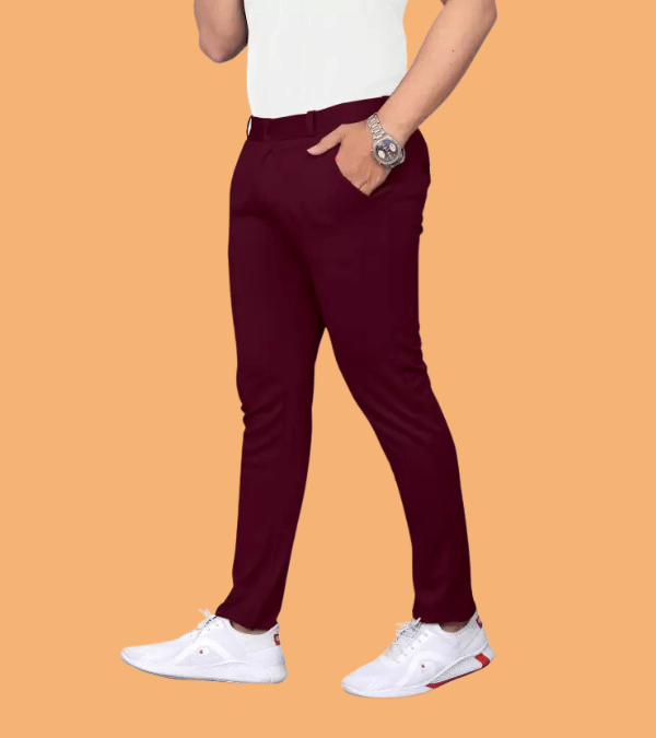     			ikigai Slim Flat Men's Trouser - Maroon ( Pack of 1 )