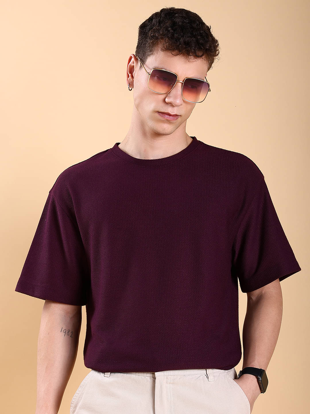 Highlander Men Polyester Oversized Fit Solid T-Shirt ( Burgundy ) Highlander Men Polyester Oversized Fit Solid T-Shirt ( Burgundy )