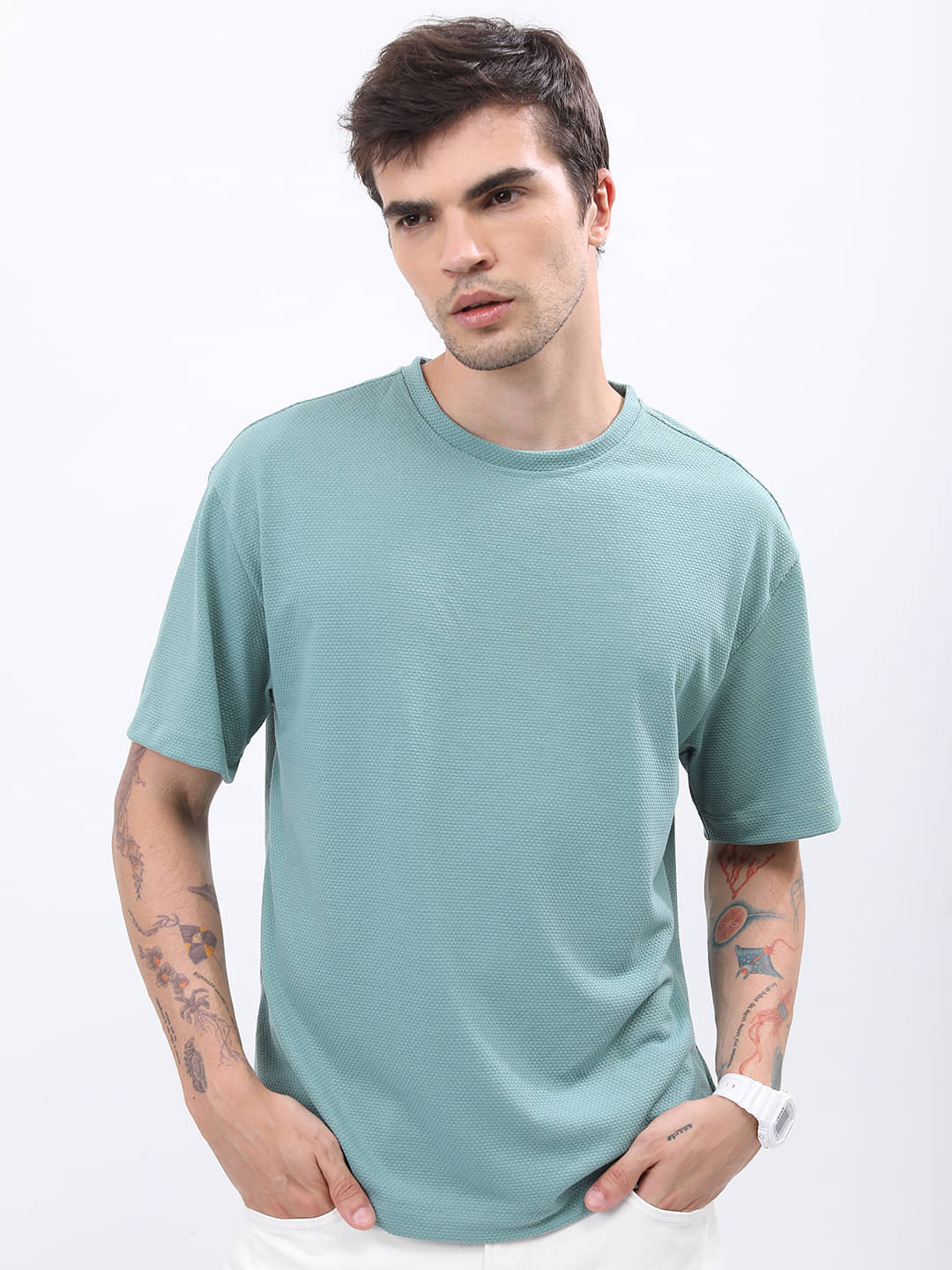 Highlander Men Polyester Oversized Fit Solid T-Shirt ( Sea Green ) Highlander Men Polyester Oversized Fit Solid T-Shirt ( Sea Green )