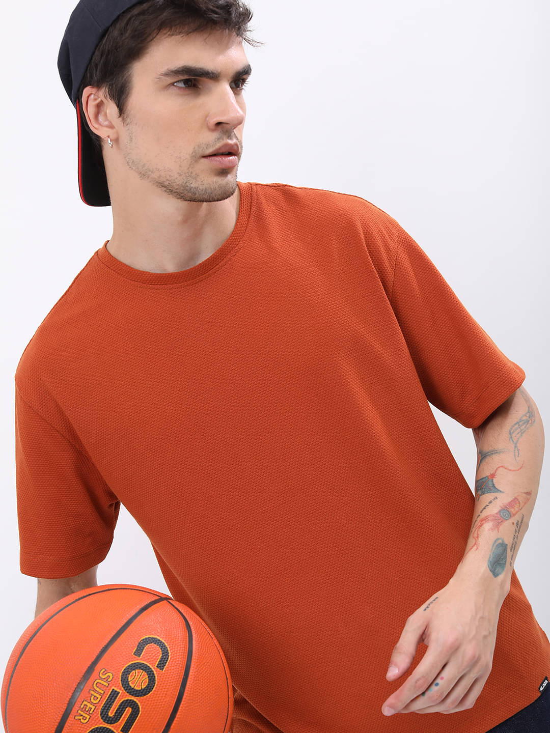 Highlander Men Polyester Oversized Fit Solid T-Shirt ( Rust ) Highlander Men Polyester Oversized Fit Solid T-Shirt ( Rust )