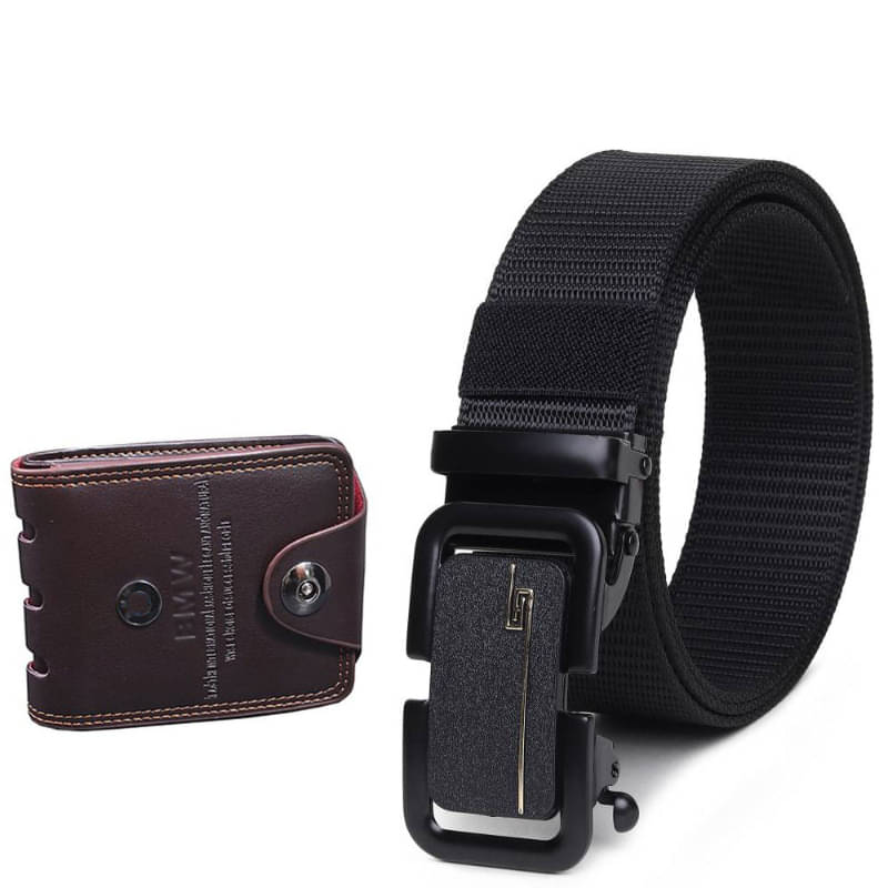 Kastner - Black Nylon Men's Belts Wallets Set ( Pack of 2 ) Kastner - Black Nylon Men's Belts Wallets Set ( Pack of 2 )