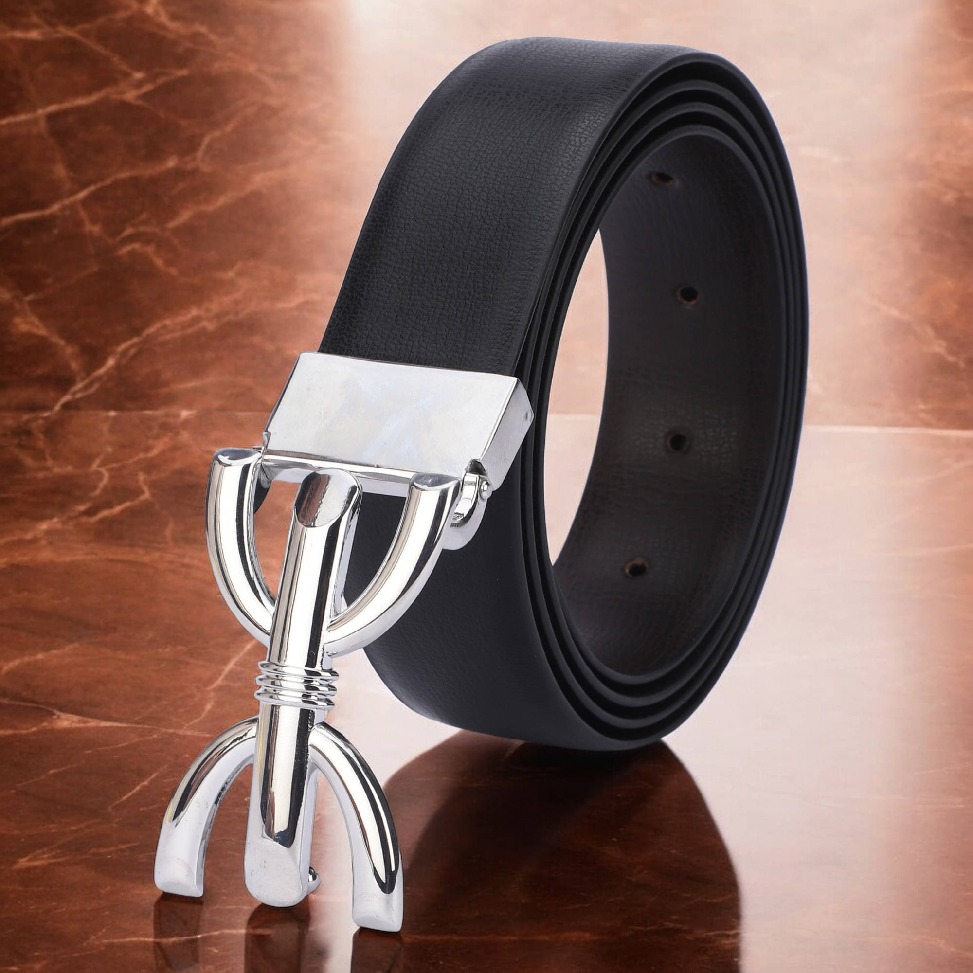 Kastner - Black PU Men's Formal Belt ( Pack of 1 ) Kastner - Black PU Men's Formal Belt ( Pack of 1 )