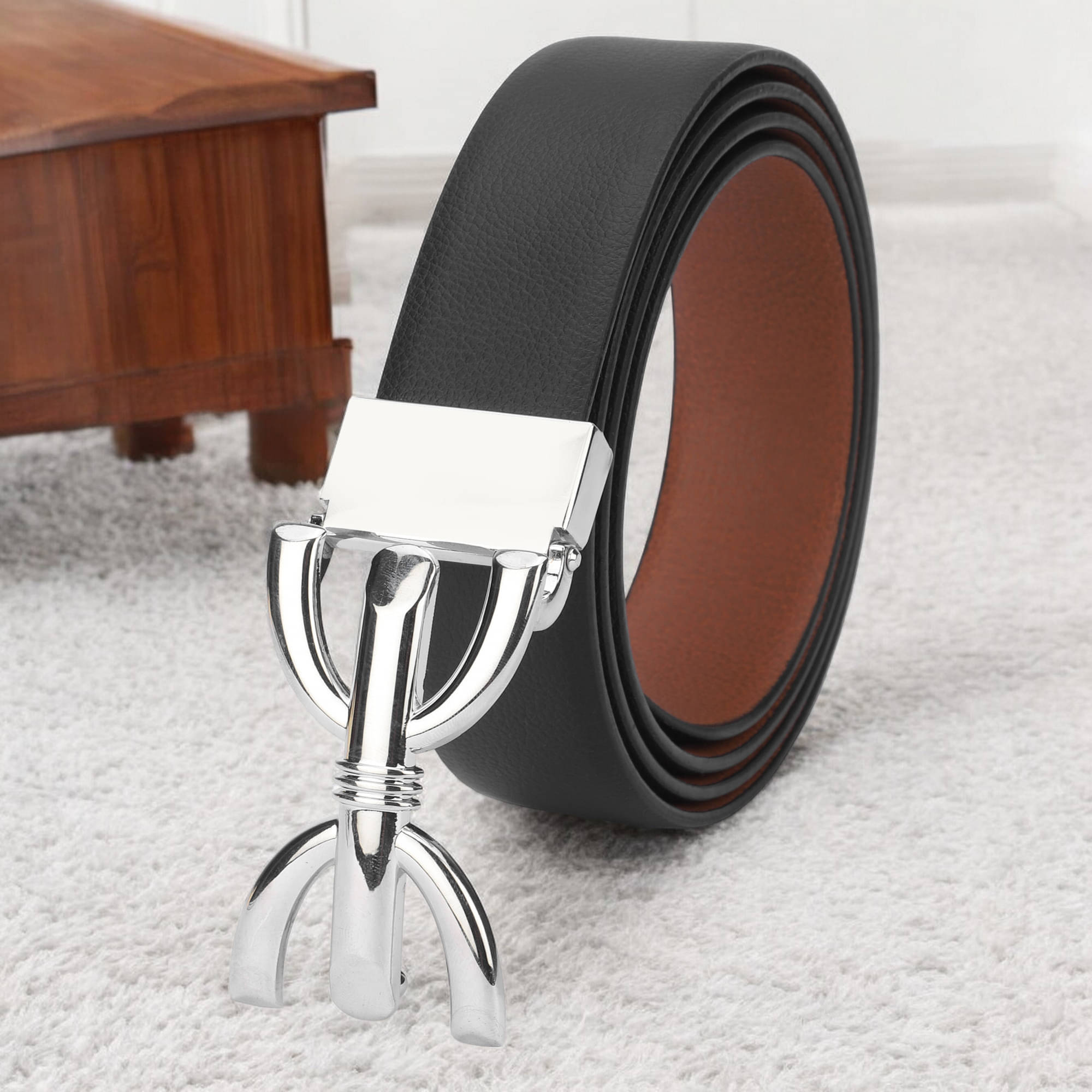 Kastner - Black PU Men's Formal Belt ( Pack of 1 )     			Kastner - Black PU Men's Formal Belt ( Pack of 1 )