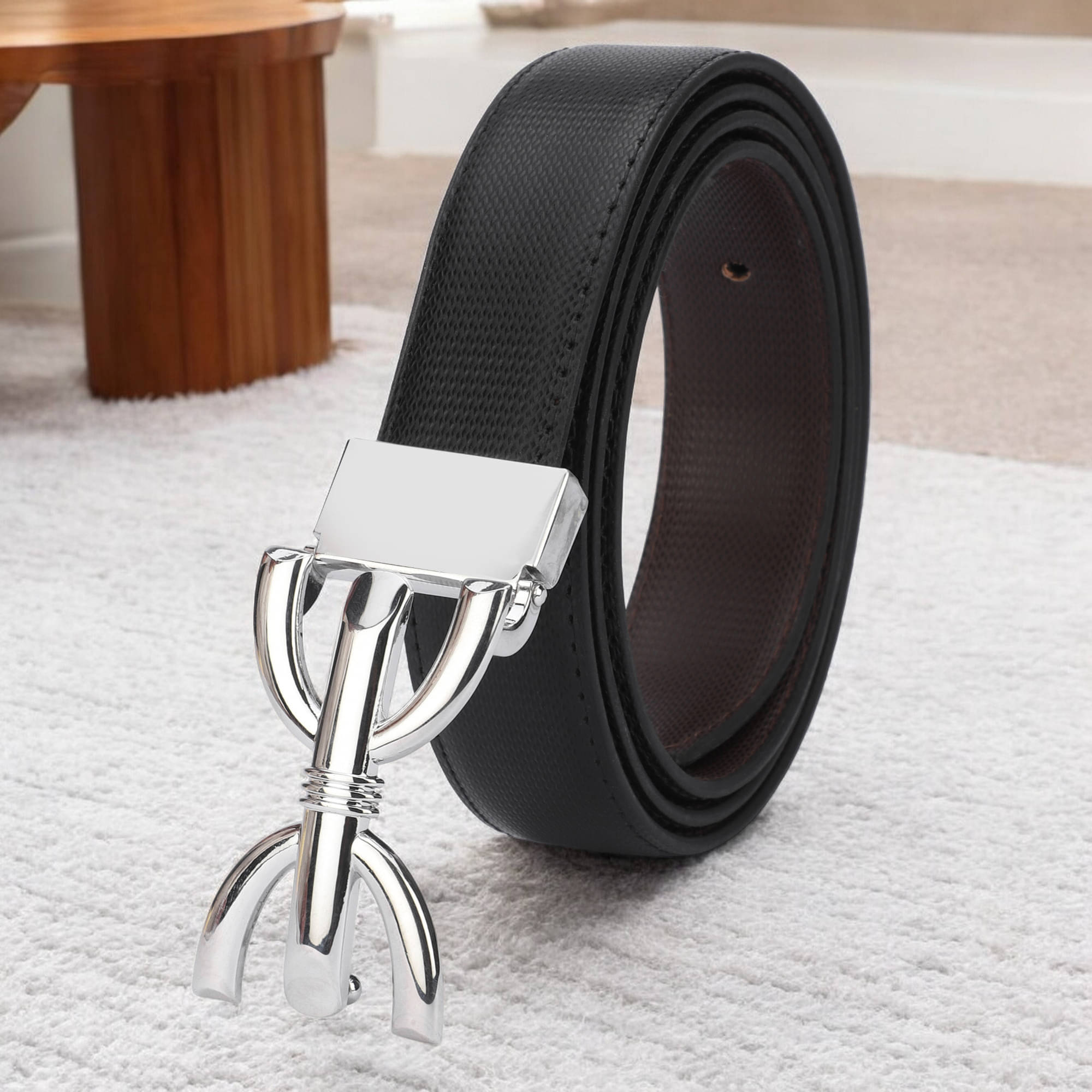 Kastner - Black PU Men's Formal Belt ( Pack of 1 )     			Kastner - Black PU Men's Formal Belt ( Pack of 1 )