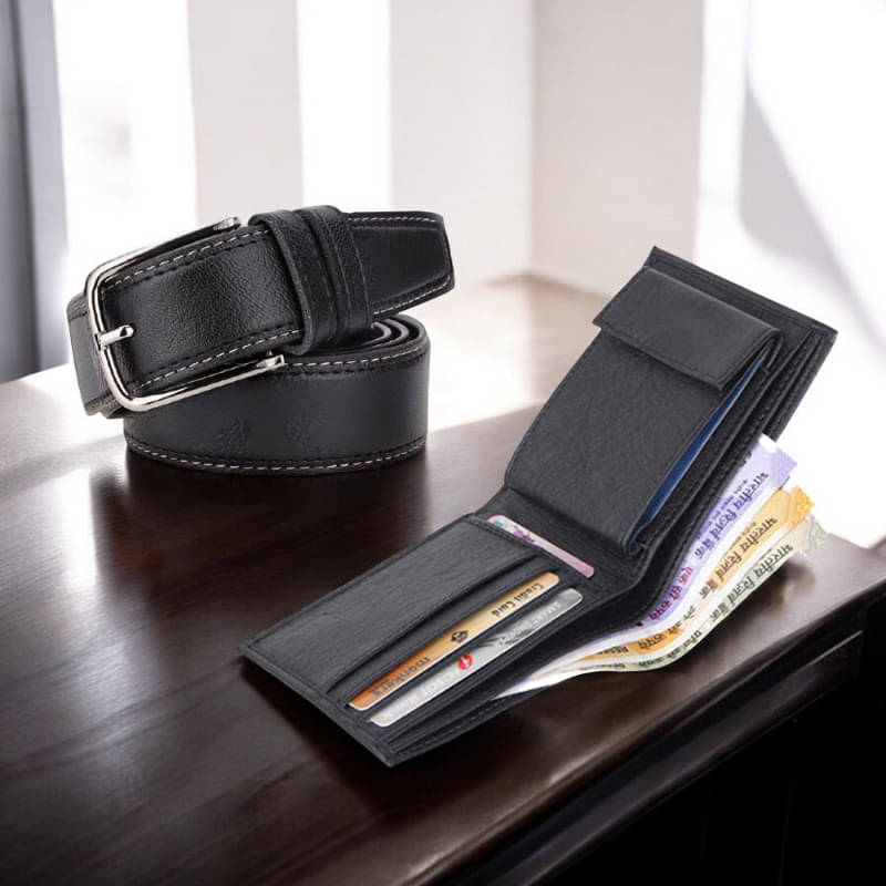 Kastner - Black PU Men's Casual Belt ( Pack of 2 ) Kastner - Black PU Men's Casual Belt ( Pack of 2 )