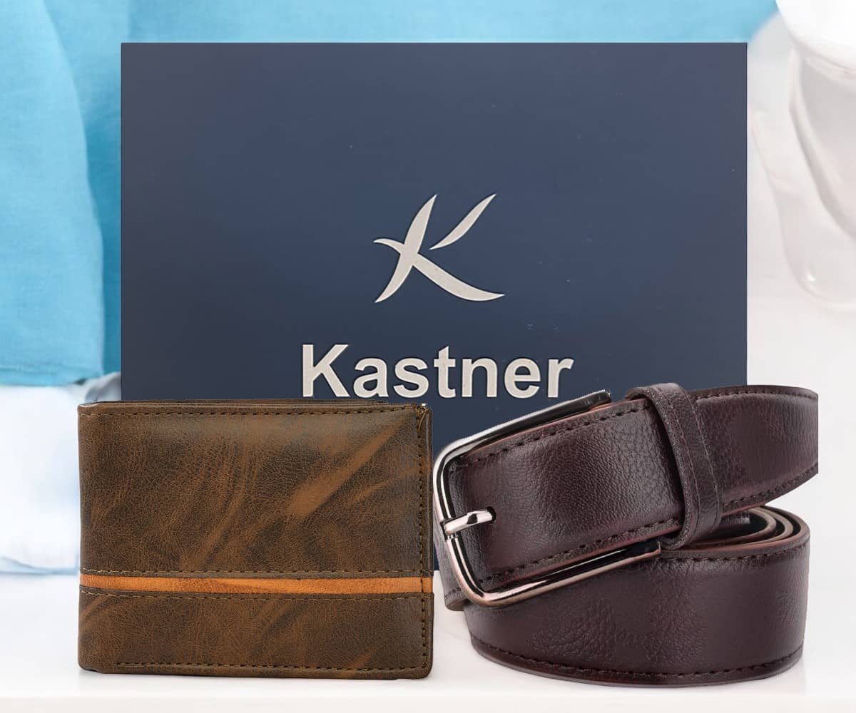 Kastner - Brown Synthetic Men's Belts Wallets Set ( Pack of 2 )
