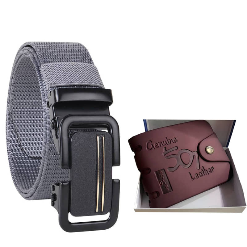 Kastner - Brown Nylon Men's Belts Wallets Set ( Pack of 2 )