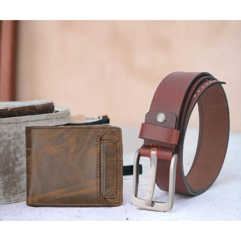     			Kastner - Multicolor Leather Men's Belts Wallets Set ( Pack of 2 )