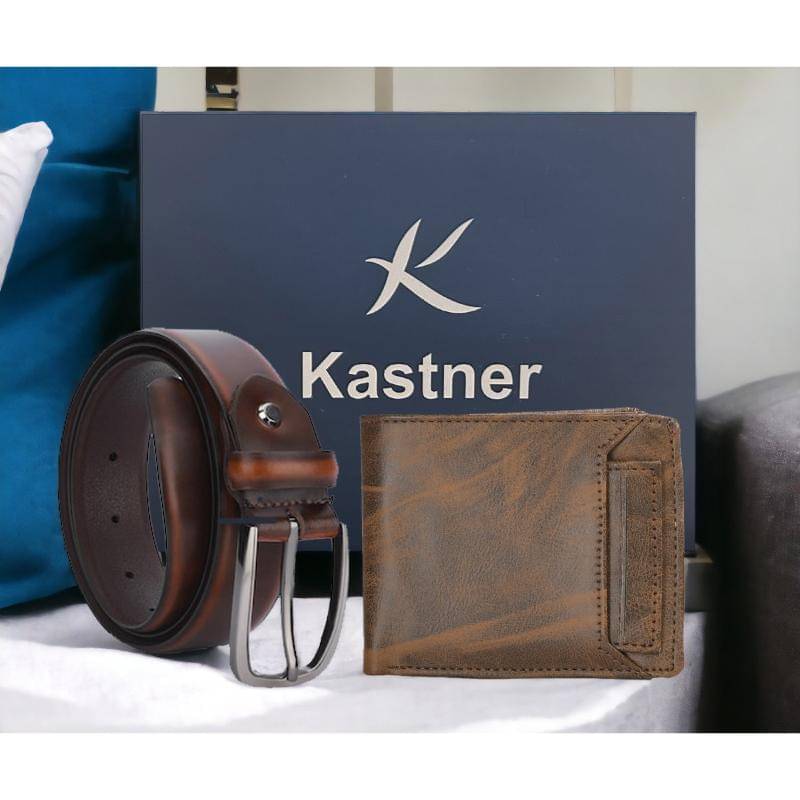     			Kastner - Multicolor Leather Men's Belts Wallets Set ( Pack of 2 )