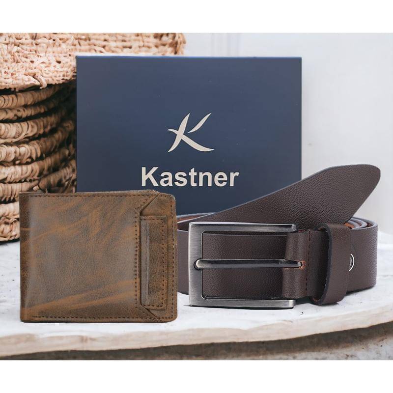     			Kastner - Multicolor Leather Men's Belts Wallets Set ( Pack of 2 )