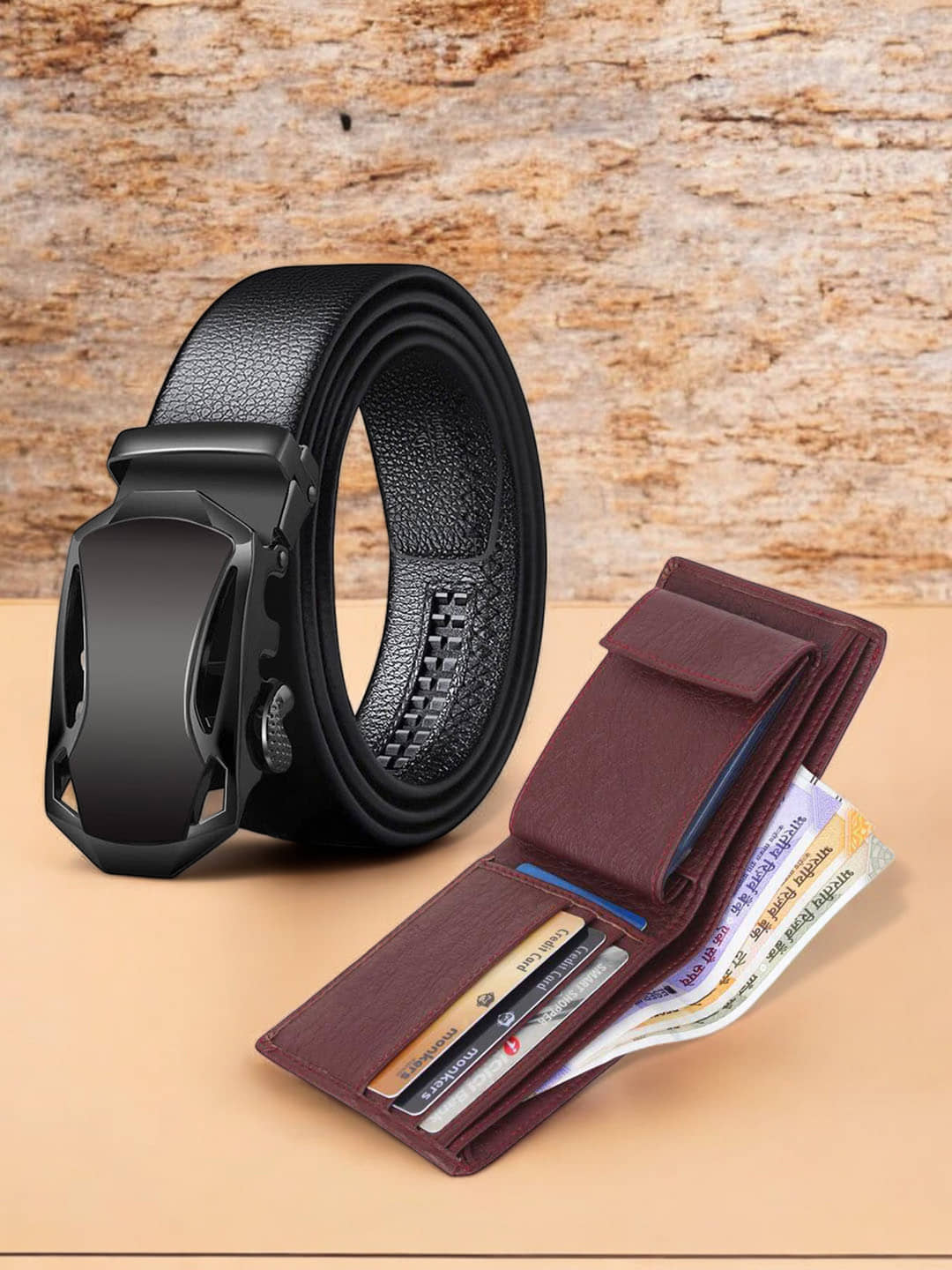 Kastner - Multicolor PU Men's Belts Wallets Set ( Pack of 2 )