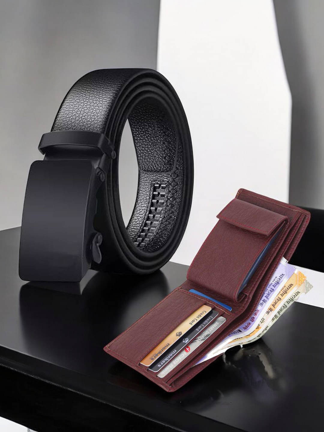     			Kastner - Multicolor PU Men's Belts Wallets Set ( Pack of 2 )