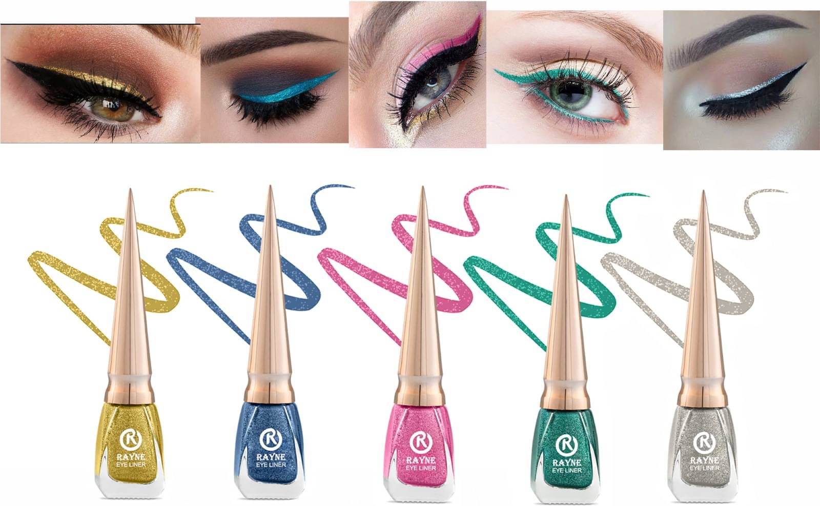     			RAYNE Multi Metalic Eye Liner Liquid ( Pack of 5 )