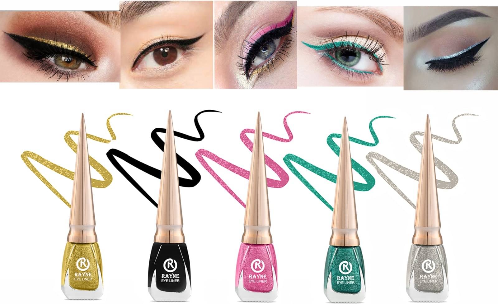     			RAYNE Multi Metalic Eye Liner Liquid ( Pack of 5 )