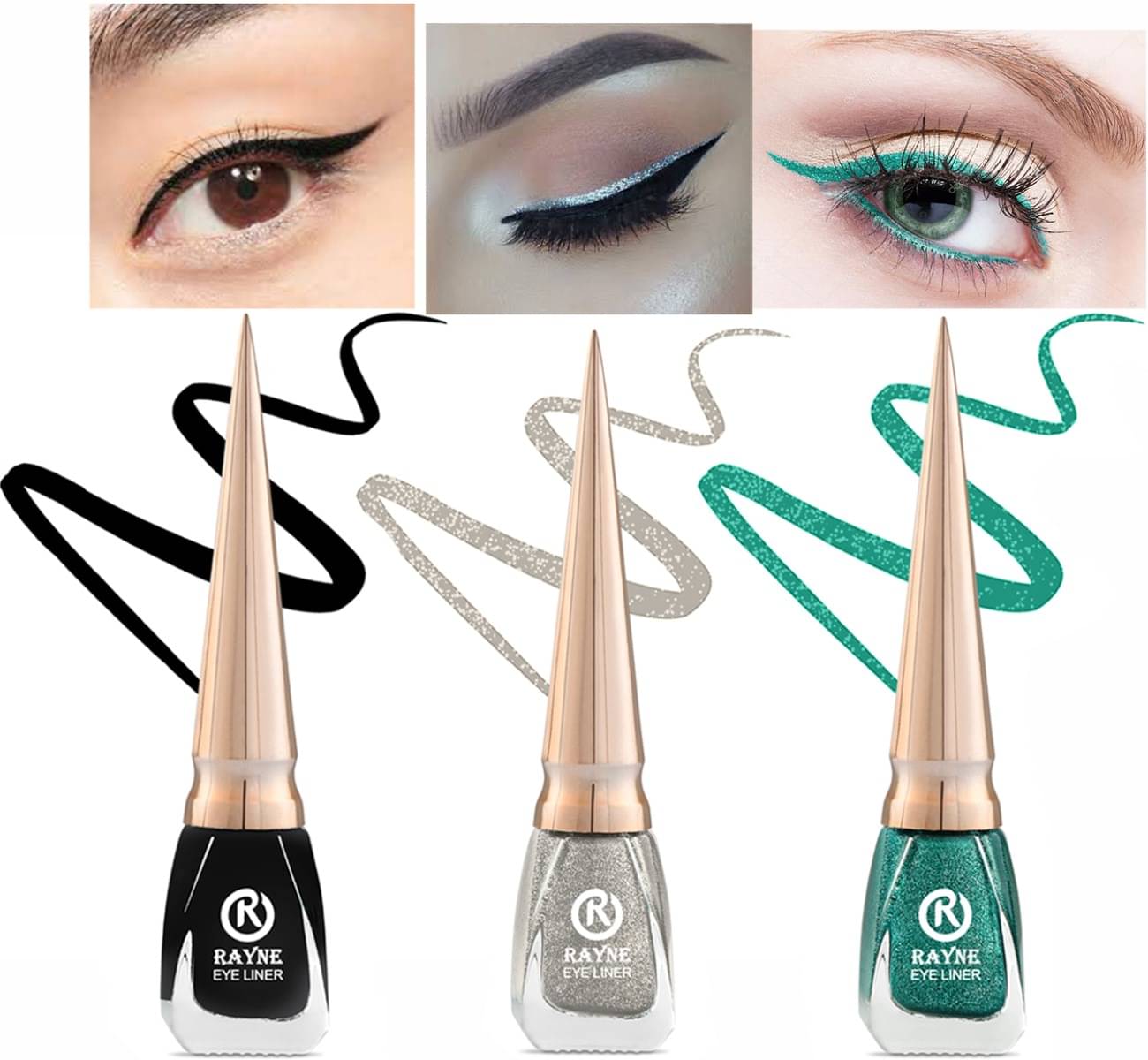     			RAYNE Multi Shimmer Eye Liner Liquid ( Pack of 3 )