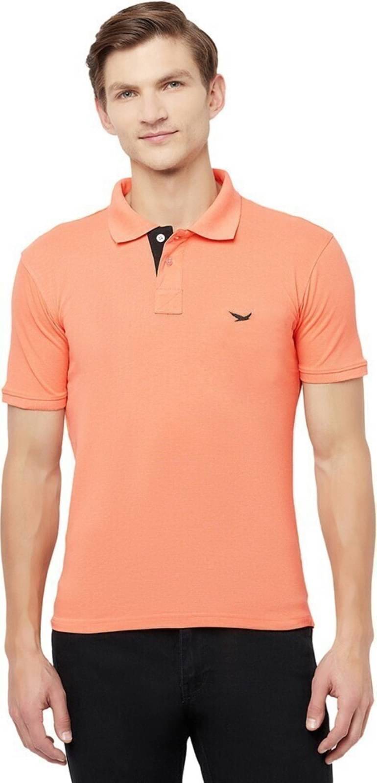     			T.T. Men Cotton Blend Regular Fit Solid Polo T Shirt ( Orange )