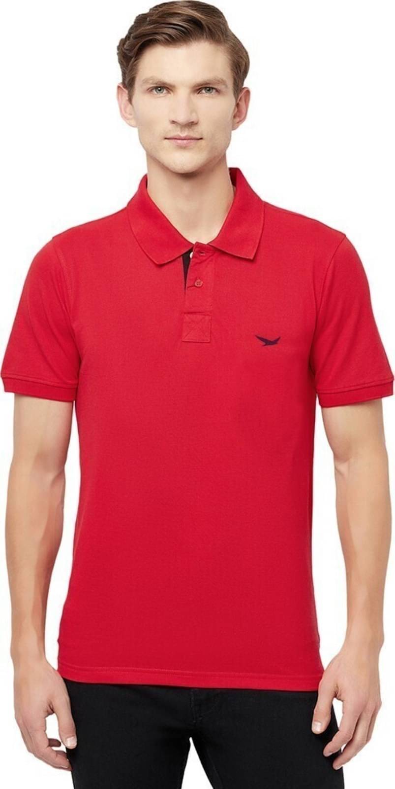     			T.T. Men Cotton Blend Regular Fit Solid Polo T Shirt ( Red )
