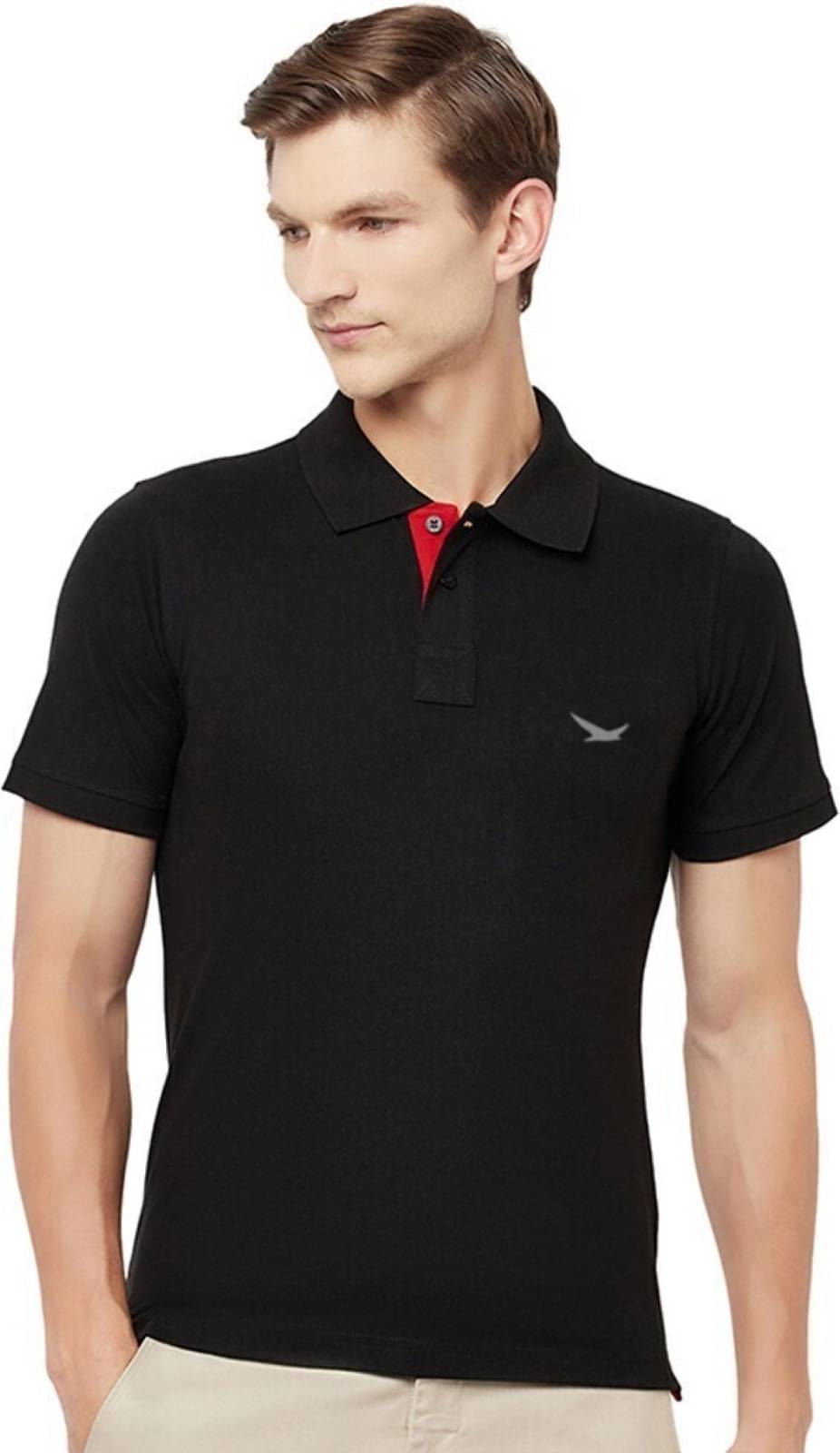 T.T. Men Cotton Blend Regular Fit Solid Polo T Shirt ( Black ) T.T. Men Cotton Blend Regular Fit Solid Polo T Shirt ( Black )