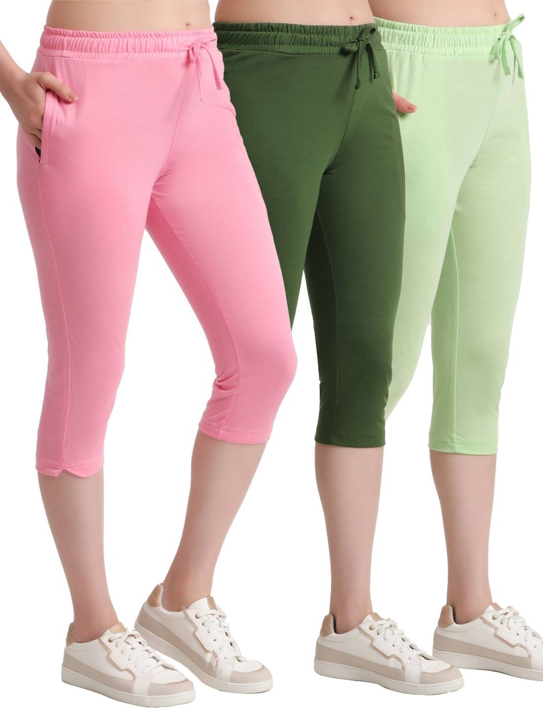     			T.T. Polyester Capris - Multi Color