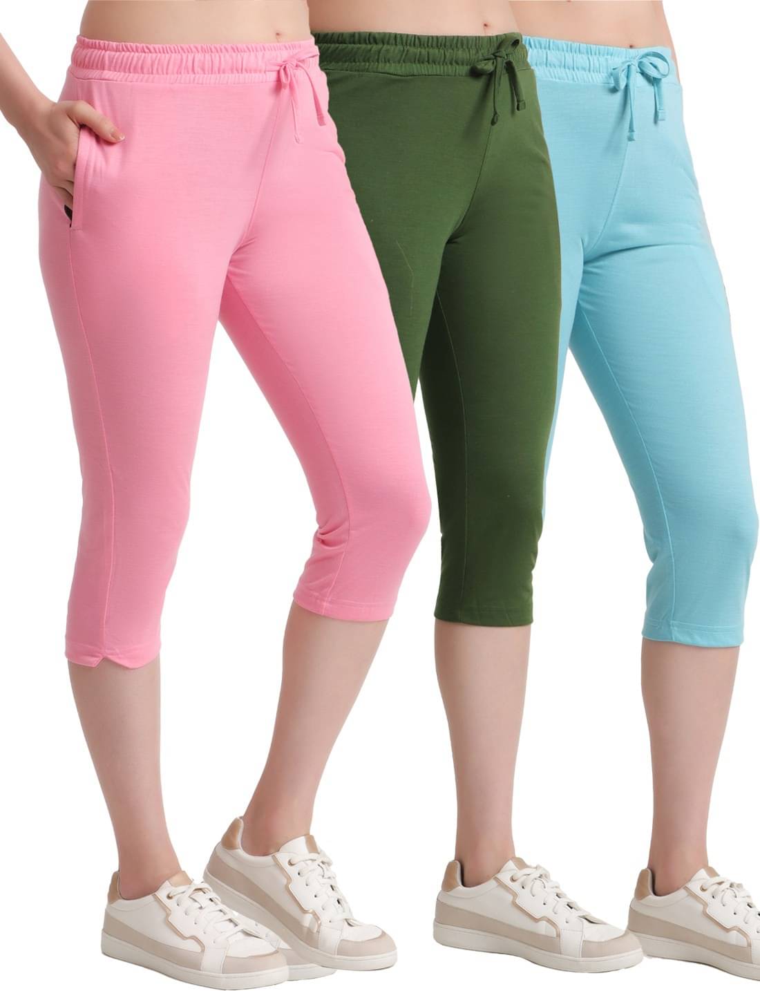     			T.T. Polyester Capris - Multi Color
