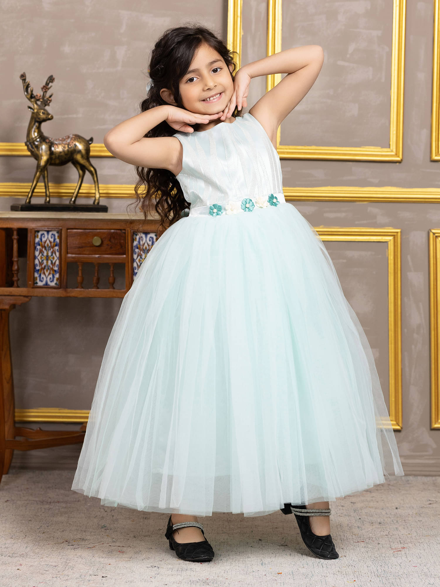     			Toy Balloon Kids Net Dress For Girls ( Pack of 1 , Blue )