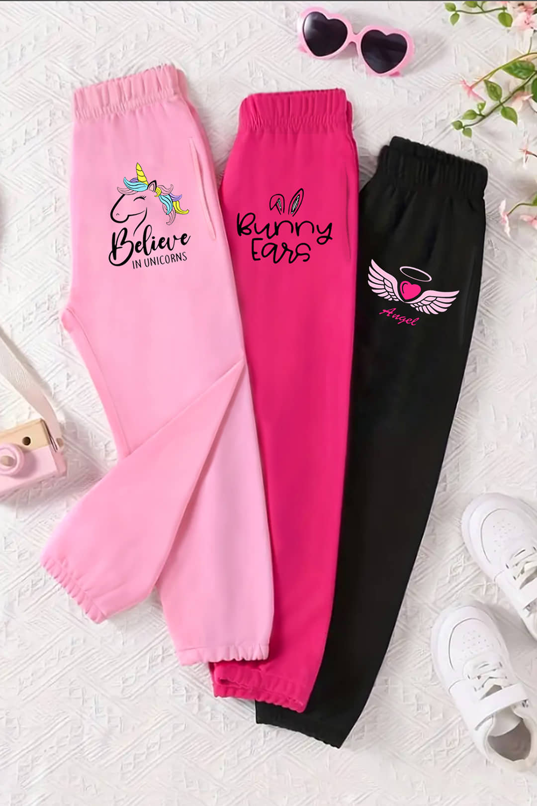 Trampoline Pack of 3 Girls Cotton Blend Joggers ( Colors ) - Track Pants | Buy online on ZillyBuy