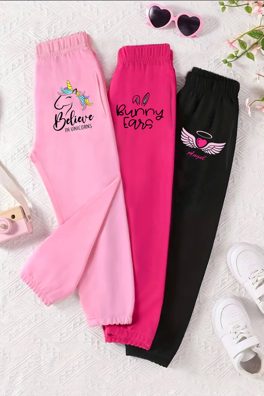     			Trampoline Pack of 3 Girls Cotton Blend Joggers ( Colors )