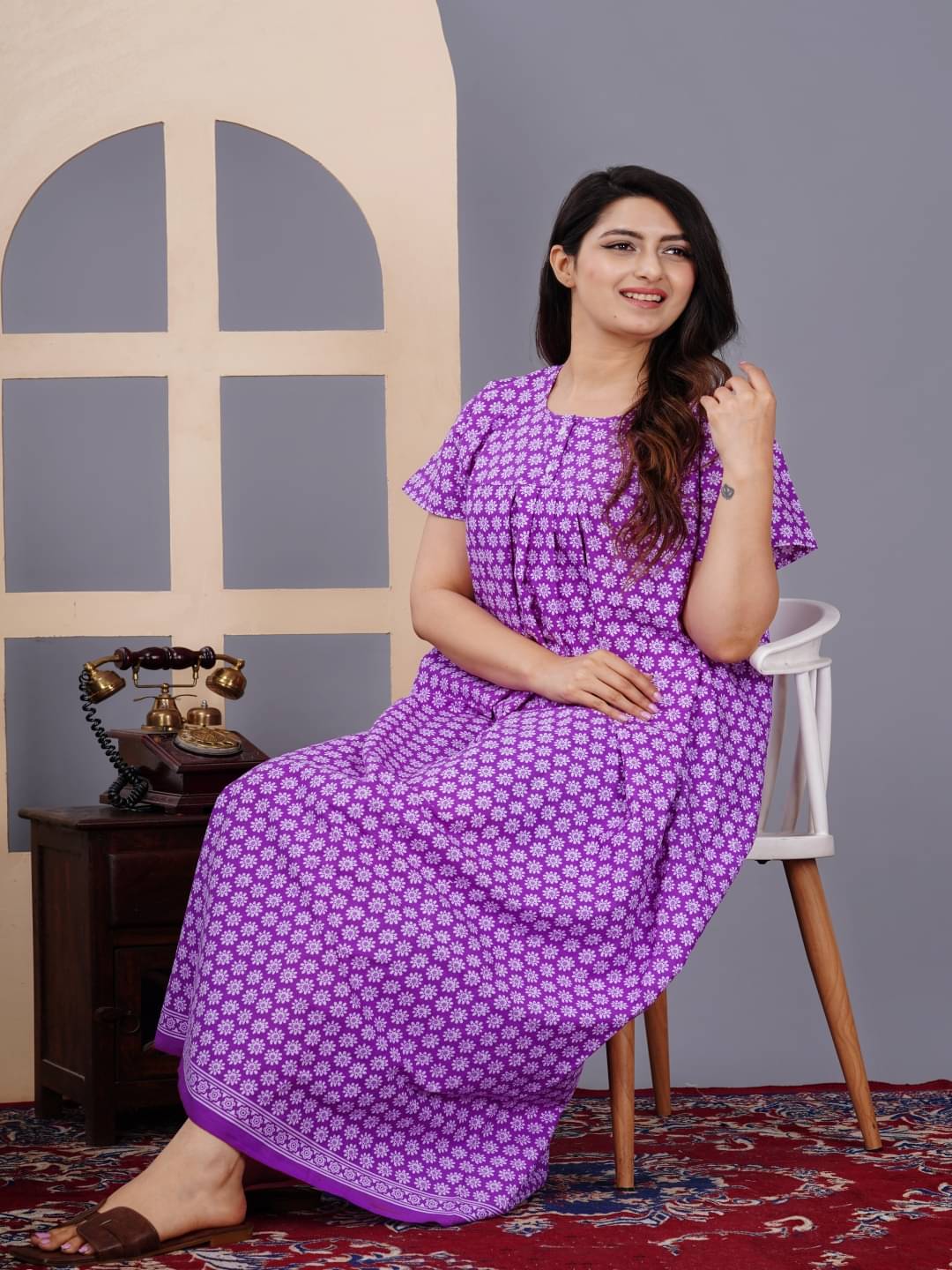 rajeraj Purple Cotton Women's Nightwear Nighty & Night Gowns ( Pack of 1 )     			rajeraj Purple Cotton Women's Nightwear Nighty & Night Gowns ( Pack of 1 )