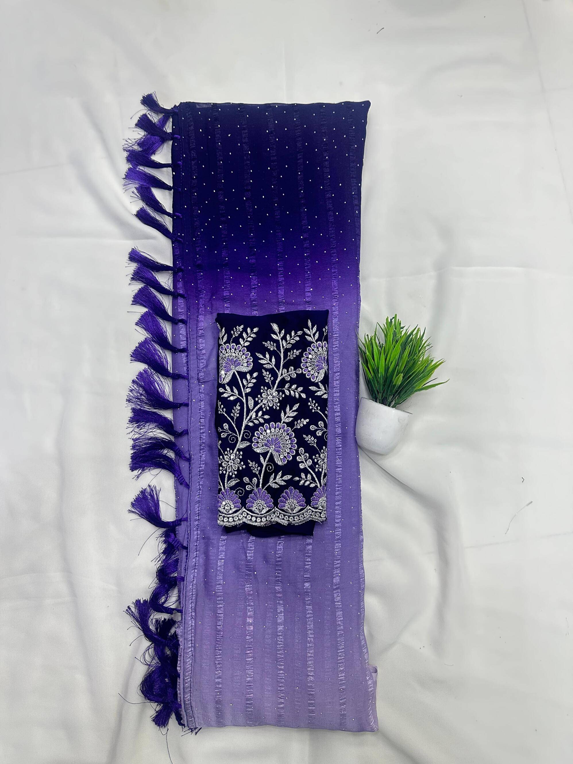 AB Silk Georgette Dyed Saree With Unstitched Blouse Piece ( Lavender ) AB Silk Georgette Dyed Saree With Unstitched Blouse Piece ( Lavender )