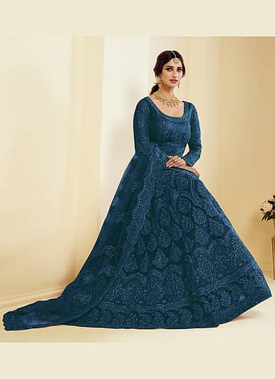 Flared Gown Aika Ball Gown Aika Women Net Flared Semi Stitched Ethnic Gown  Wine