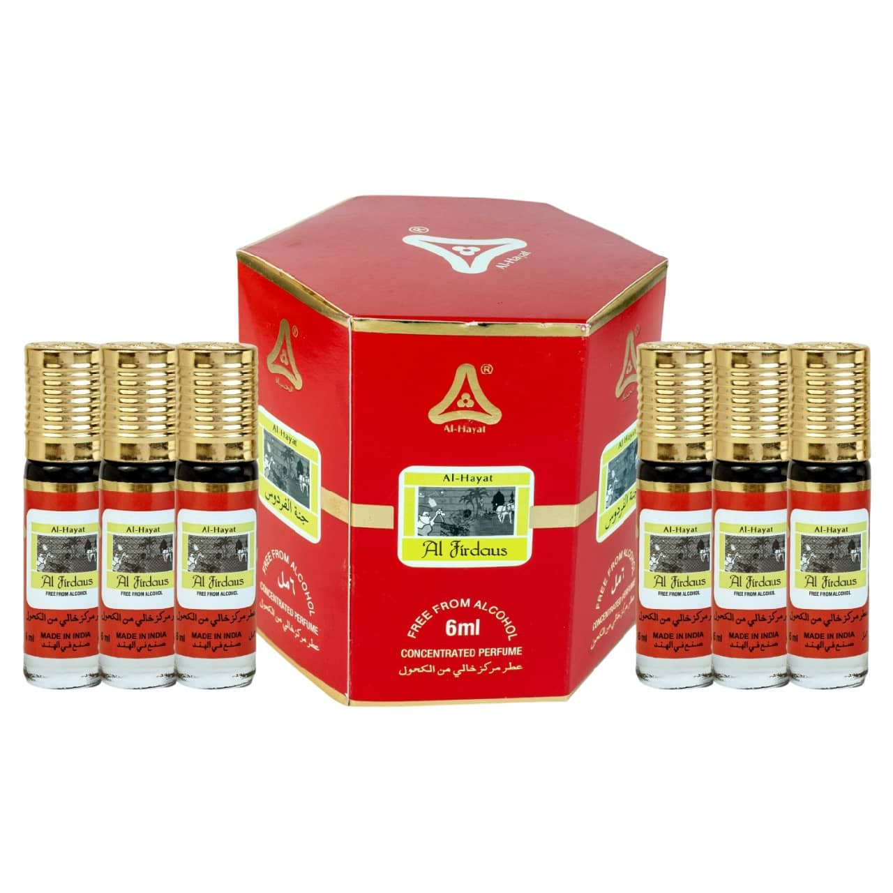 Al-Hayat Musk Non- Alcoholic Miniature Attar ( Pack of 6 )