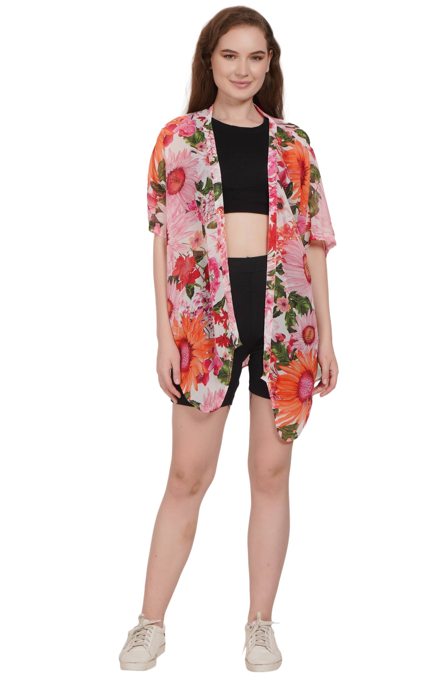 Auraori Georgette Women's Shrugs - Pink ( Single ) Auraori Georgette Women's Shrugs - Pink ( Single )