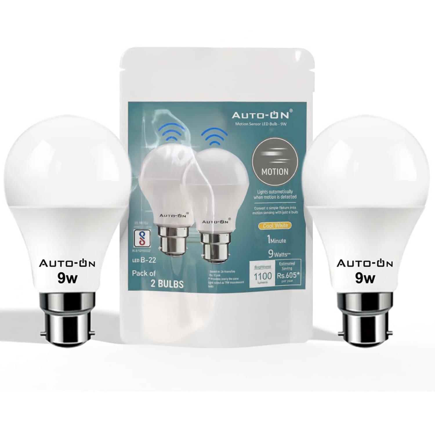     			Auto-ON 9W Natural White Smart Bulb ( Pack of 2 )