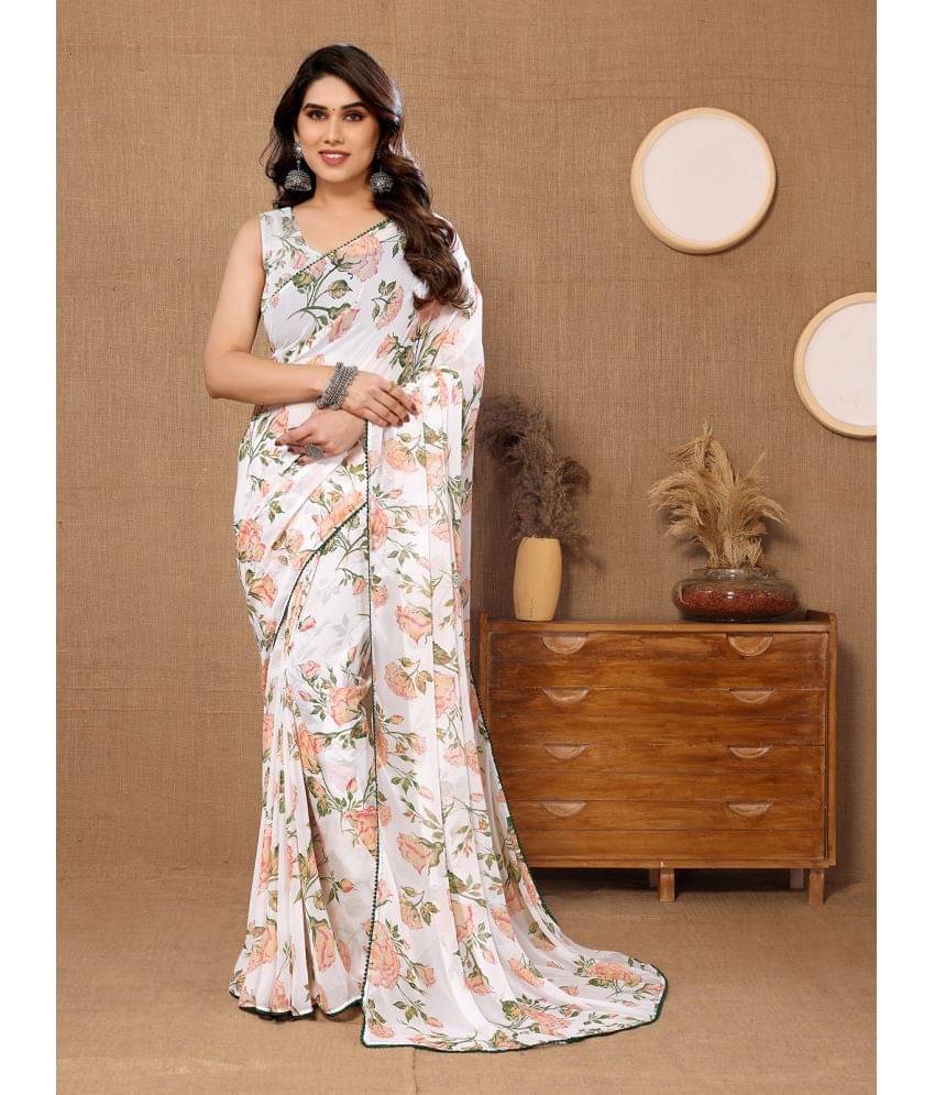 BLEESBURY Georgette Printed Saree With Unstitched Blouse Piece ( White ) BLEESBURY Georgette Printed Saree With Unstitched Blouse Piece ( White )