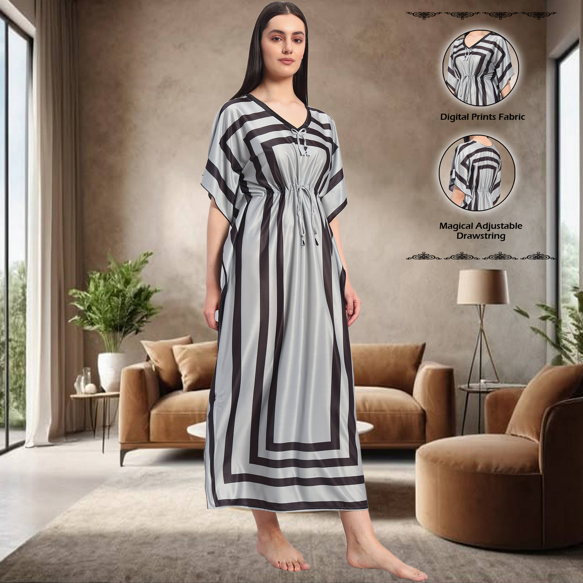     			BRYLES Multi Color Satin Women's Nightwear Night Dress ( Pack of 1 )