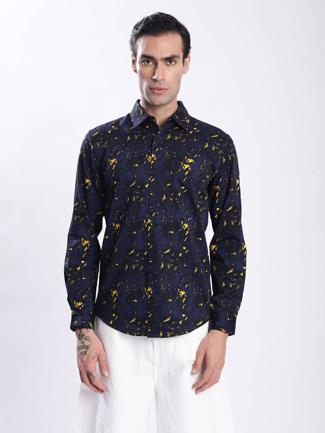     			Bene Kleed 100% Cotton Slim Fit Printed Full Sleeves Men's Casual Shirt - Blue ( Pack of 1 )