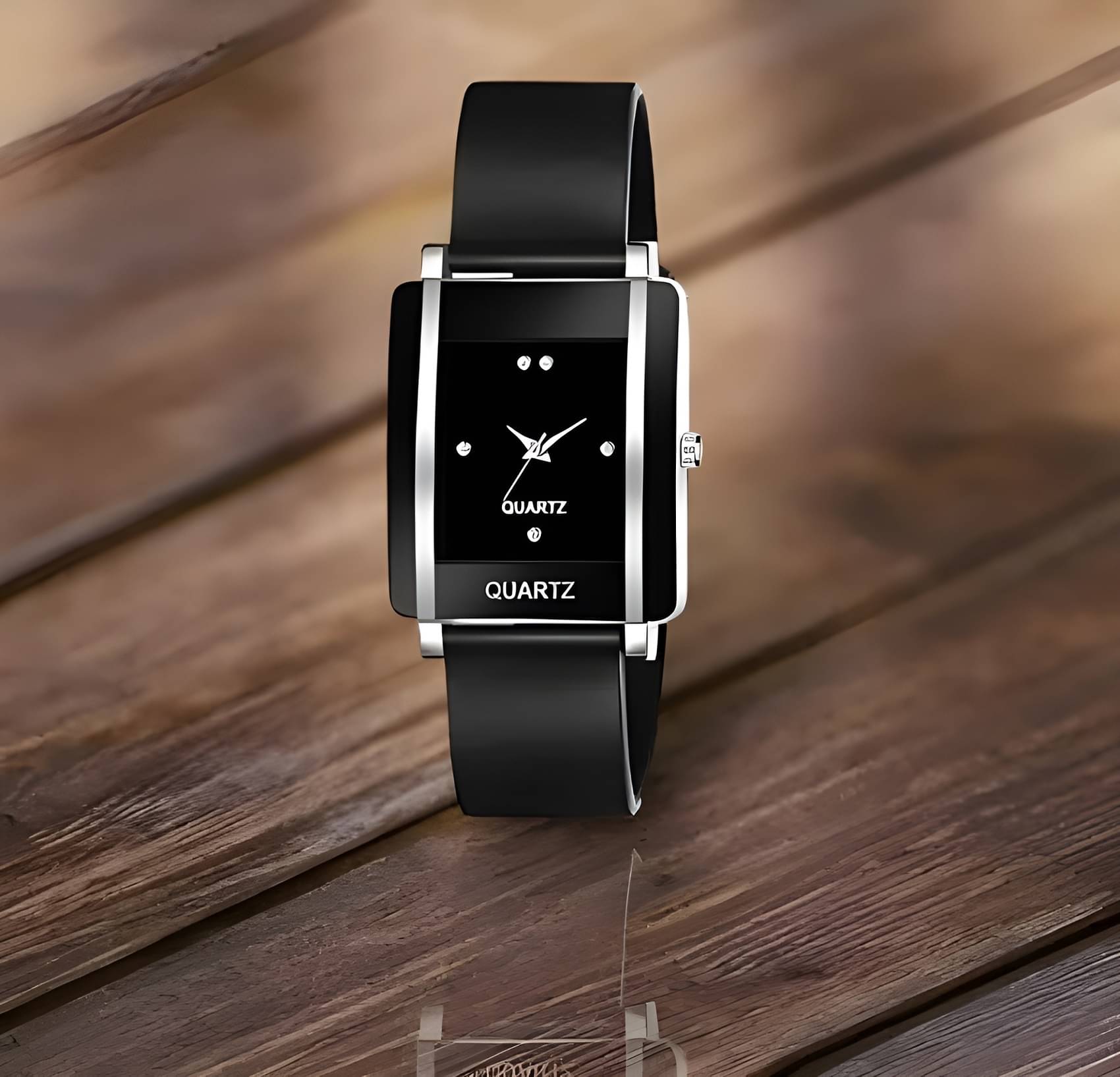     			Cosmic Black PU Analog Womens Watch